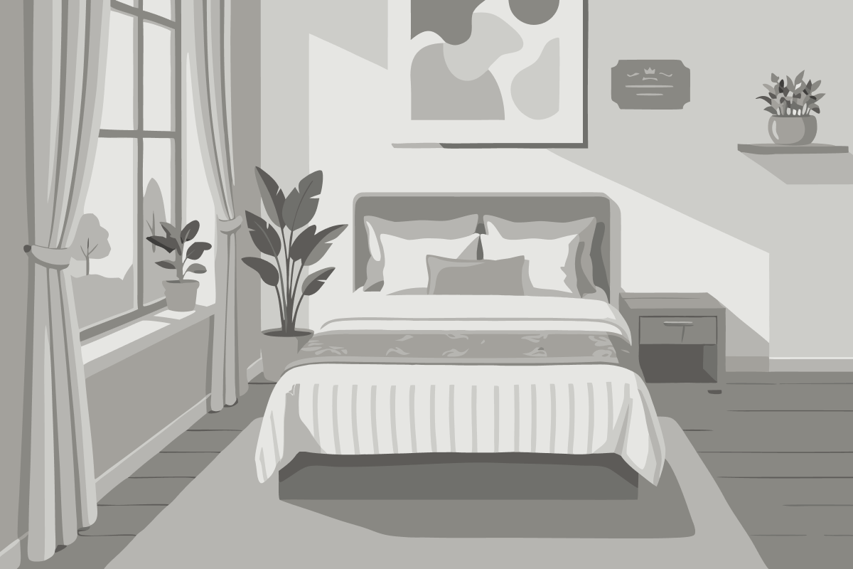 Dreibettzimmer mit Gartenblick